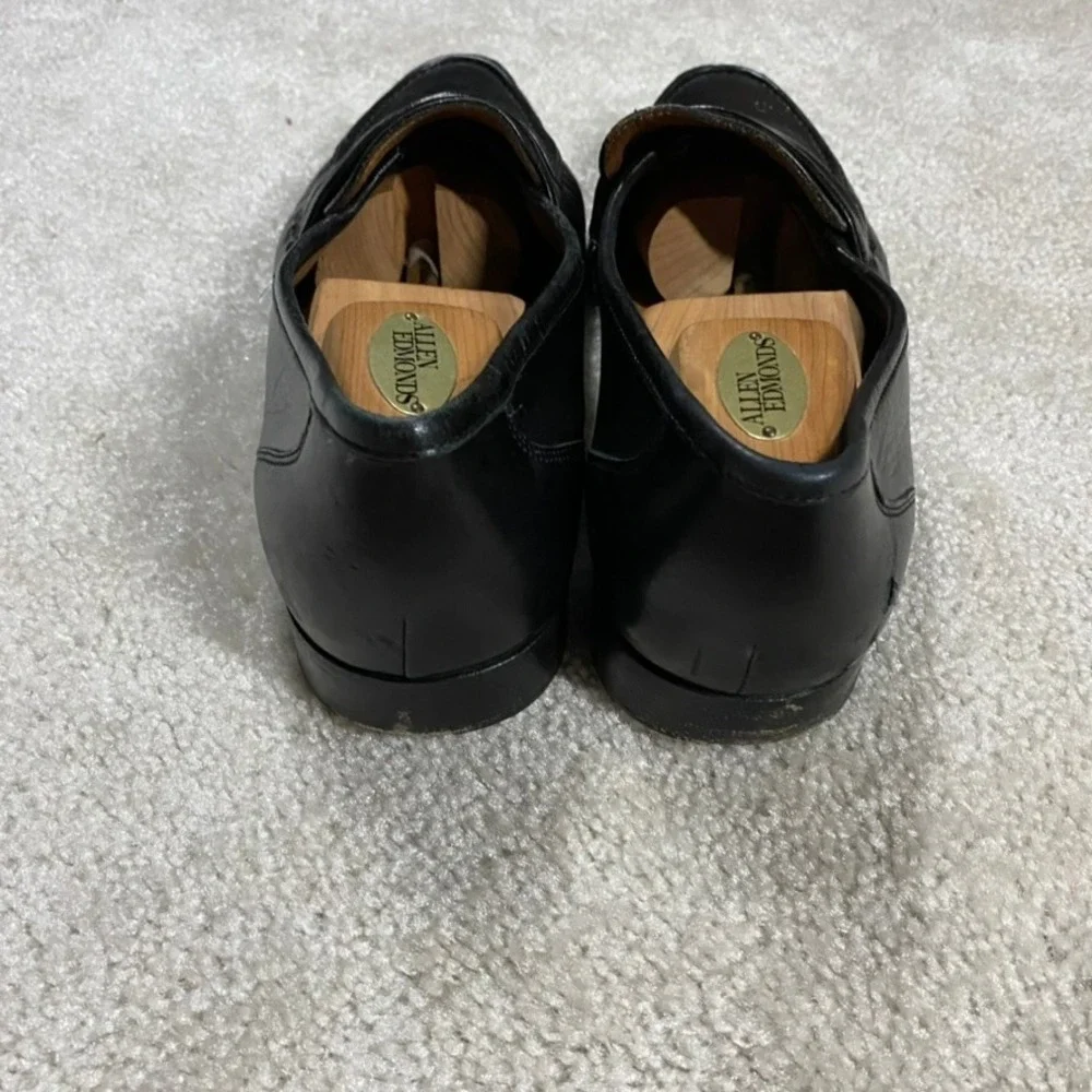 Allen Edmonds Loafers Mens 10 D Black Leather Bergamo Made Italy Slip On